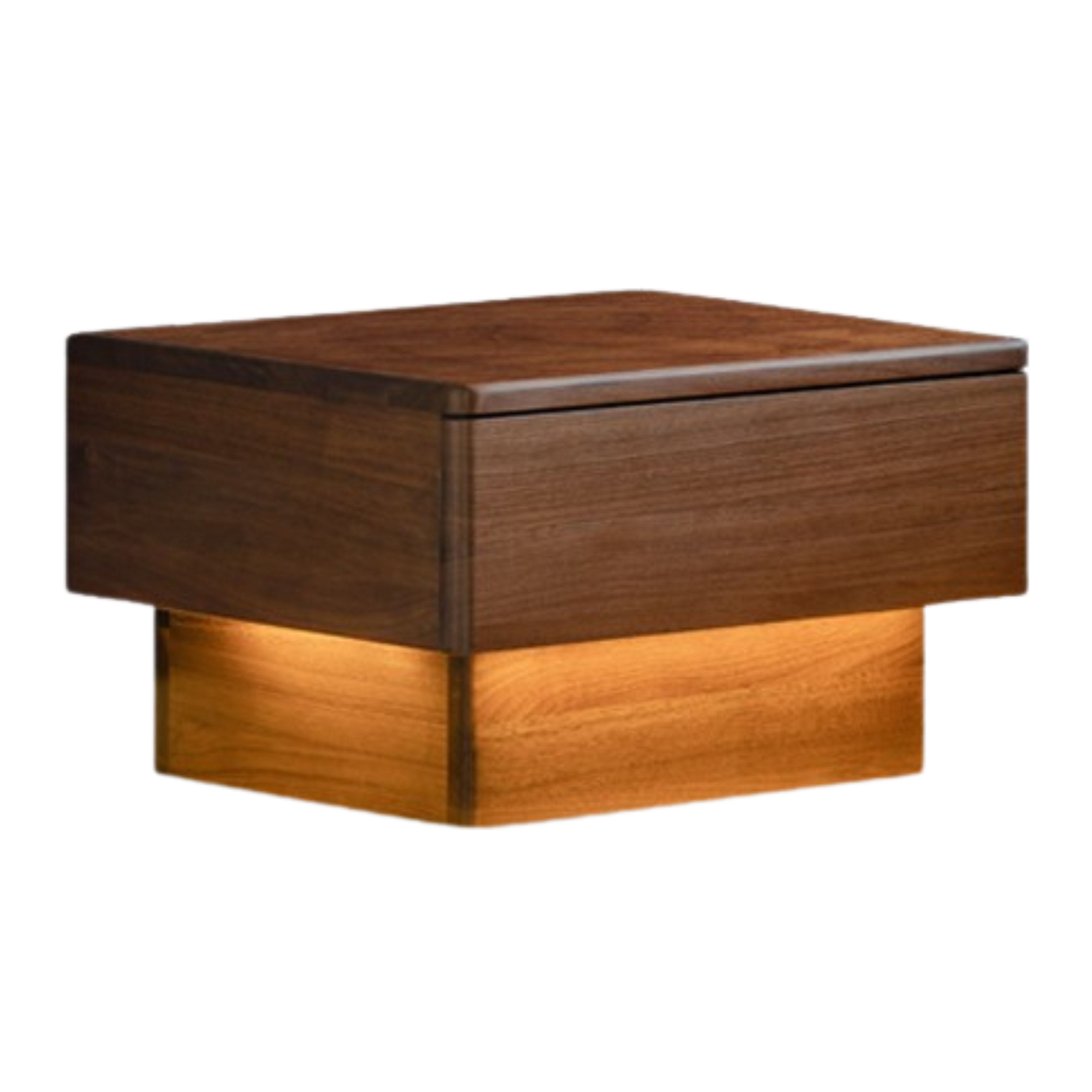Black Walnut Solid Wood Nightstand With Light Drawer