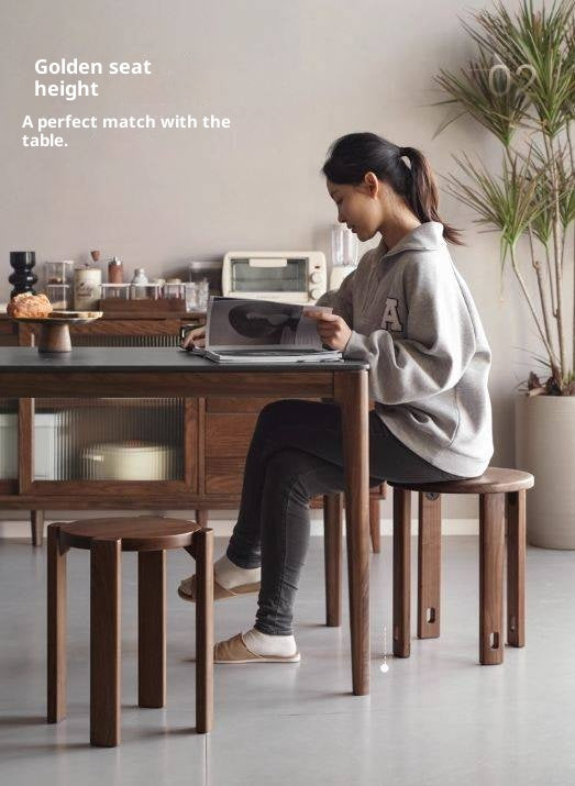 Black Walnut, Ash, Oak, Solid Rubberwood Solid Wood Stacking Stool