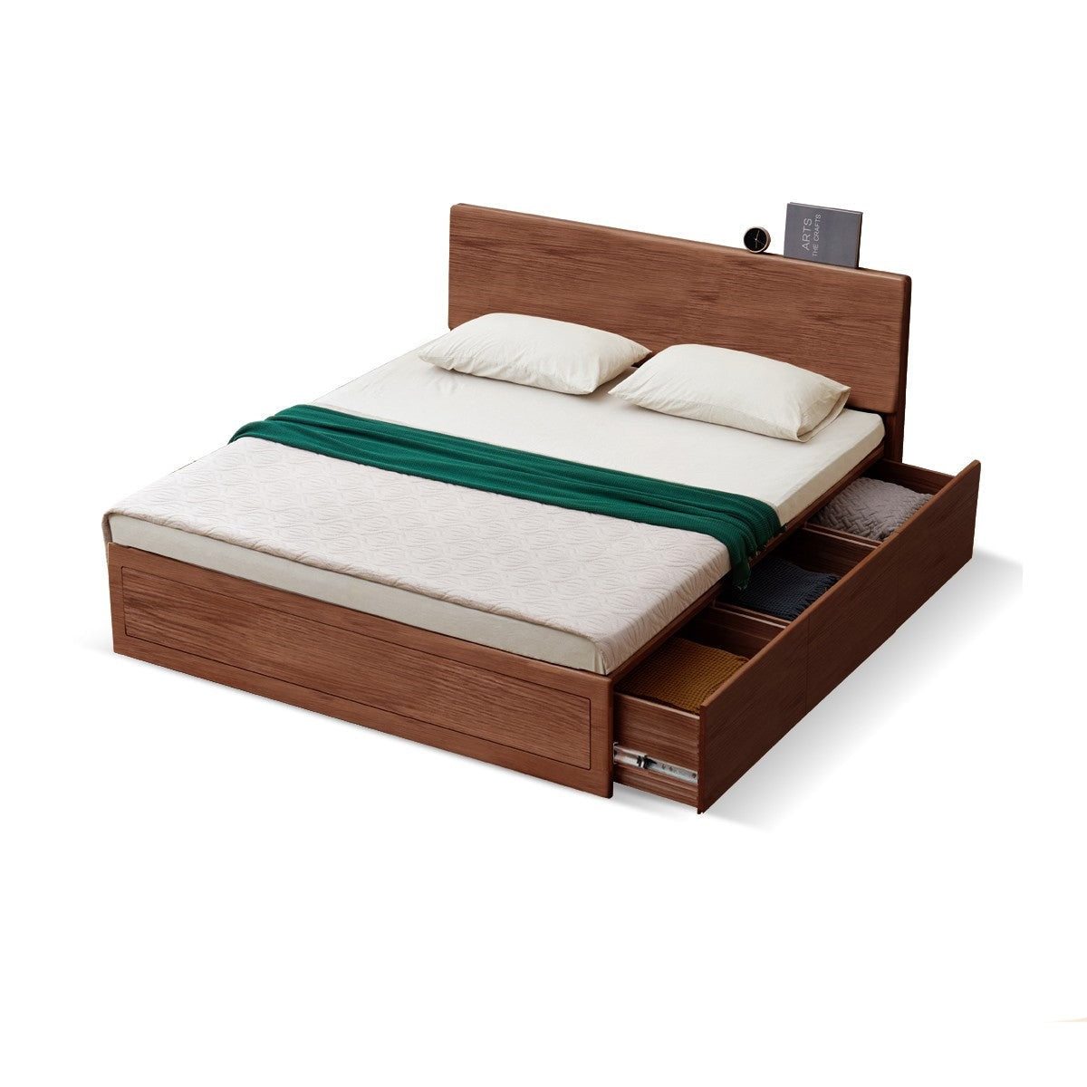 Ash, Oak, Black Walnut Solid Wood Box Bed Modern