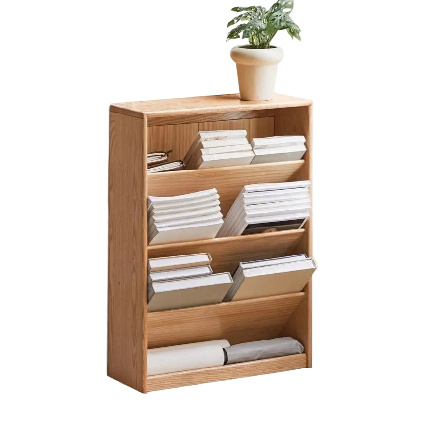Oak Solid Wood Small Book Rack Against The Wall