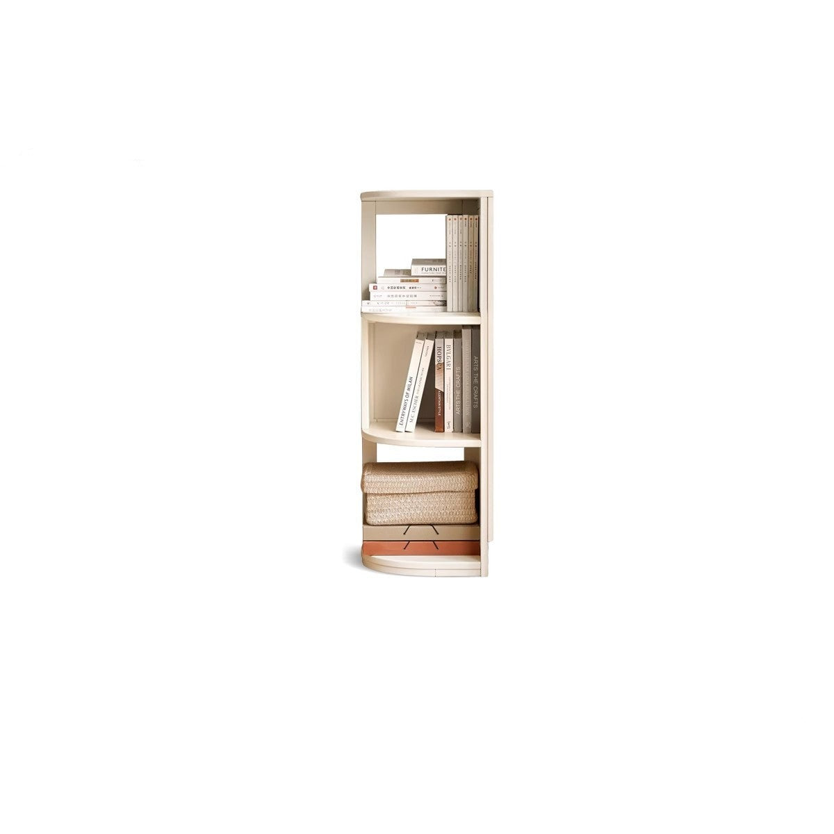 Poplar Solid Wood Corner Bookshelf, Floor-standing Storage Rack Cream Style