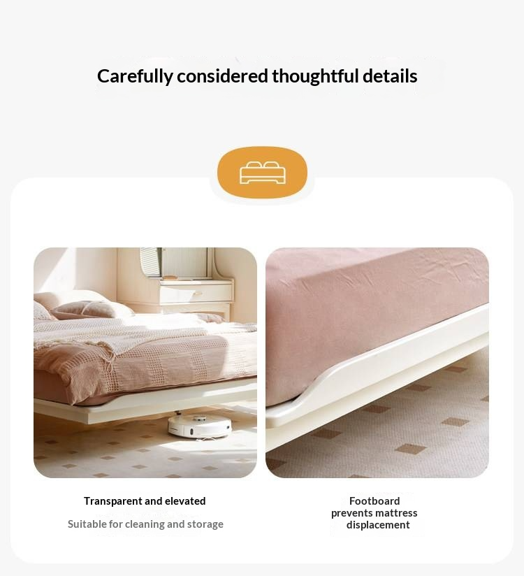 Pine Solid Wood Platform Bed, Headboard-Free Bed, Floor-Standing Floating Bed