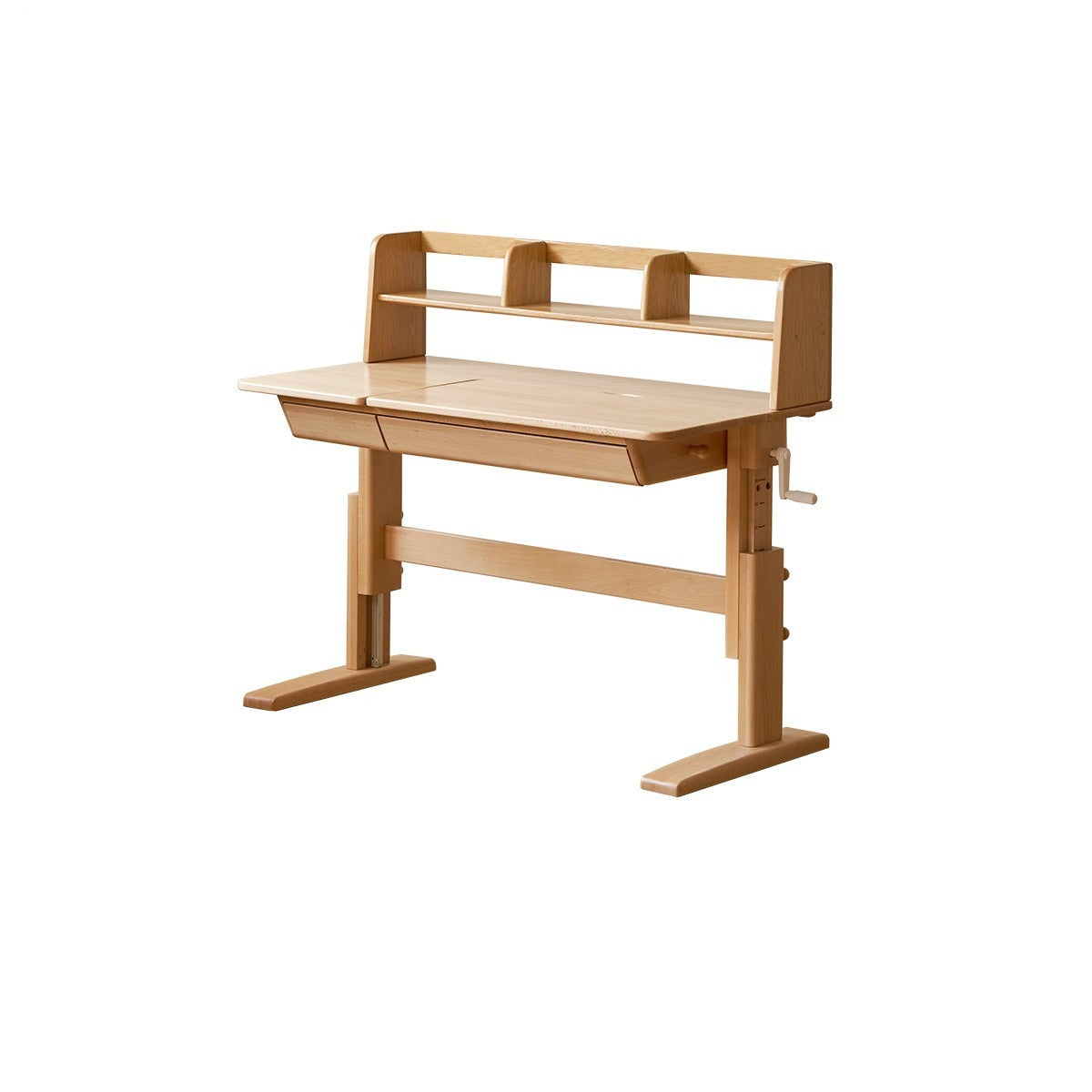Beech Solid Wood lifting kids table with self/chair/high shelf"