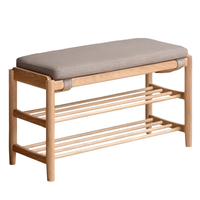 Oak Solid Wood, Solid Rubberwood Modern Shoe Changing Stool