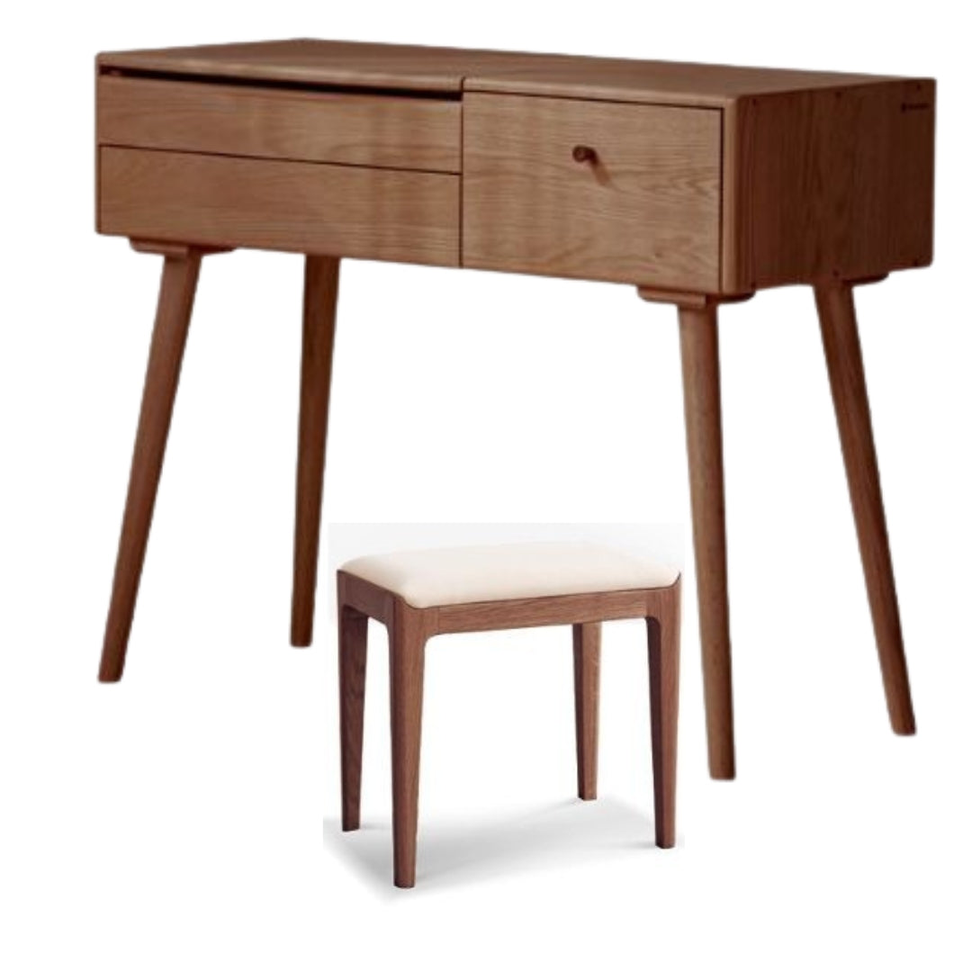 Oak Solid Wood, Solid RubberWood Dressing Table Mirror LED Touch Light