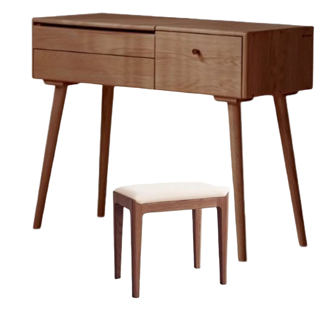 Oak Solid Wood, Solid RubberWood Vanity Table Mirror LED Touch Light.