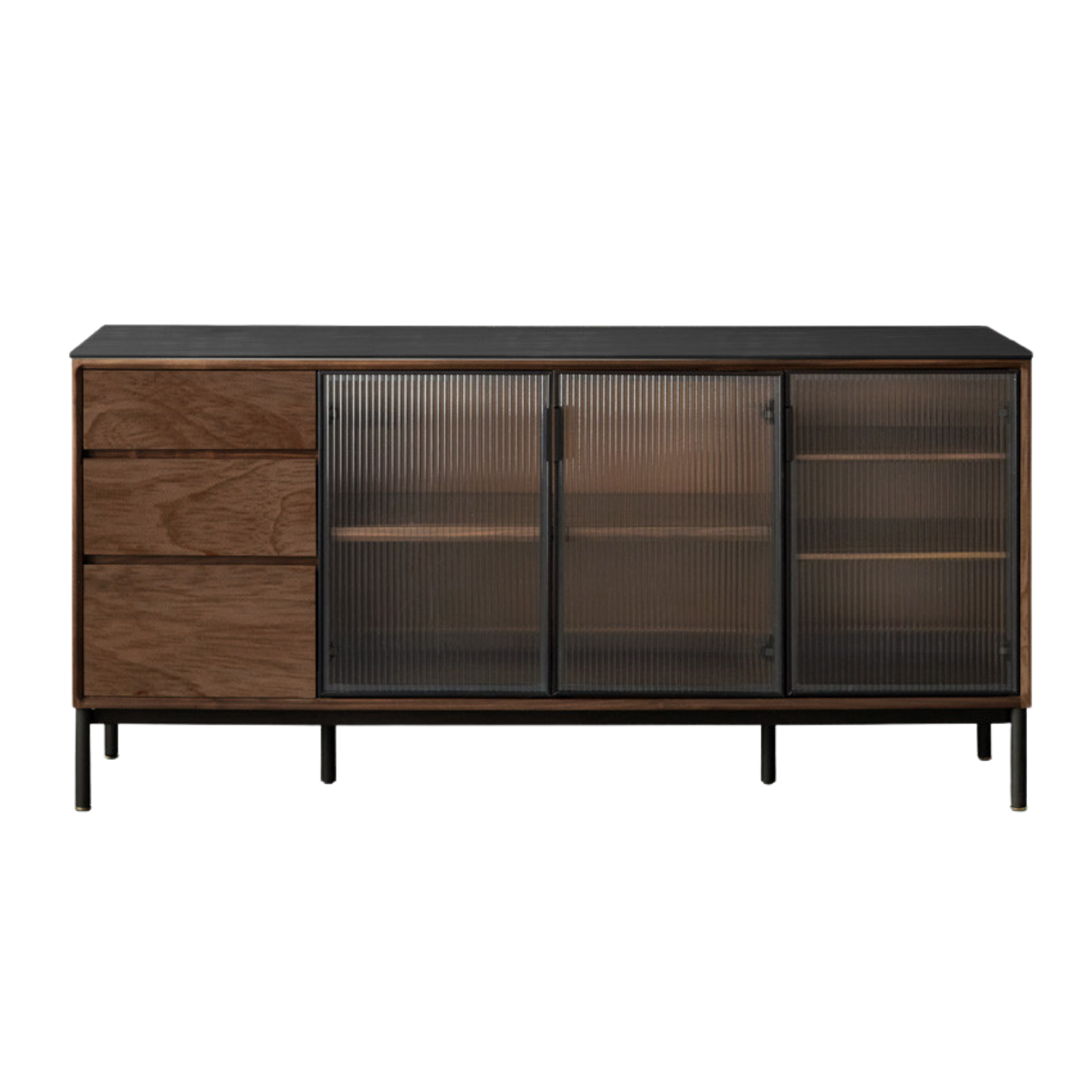 Black Walnut Solid Wood, Sandalwood Rock Sideboard Buffet Cabinet
