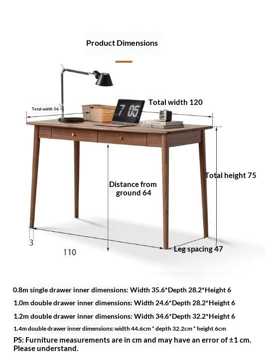 Solid Longan Hardwood, South American Walnut, Black Walnut Solid Wood Office Desk