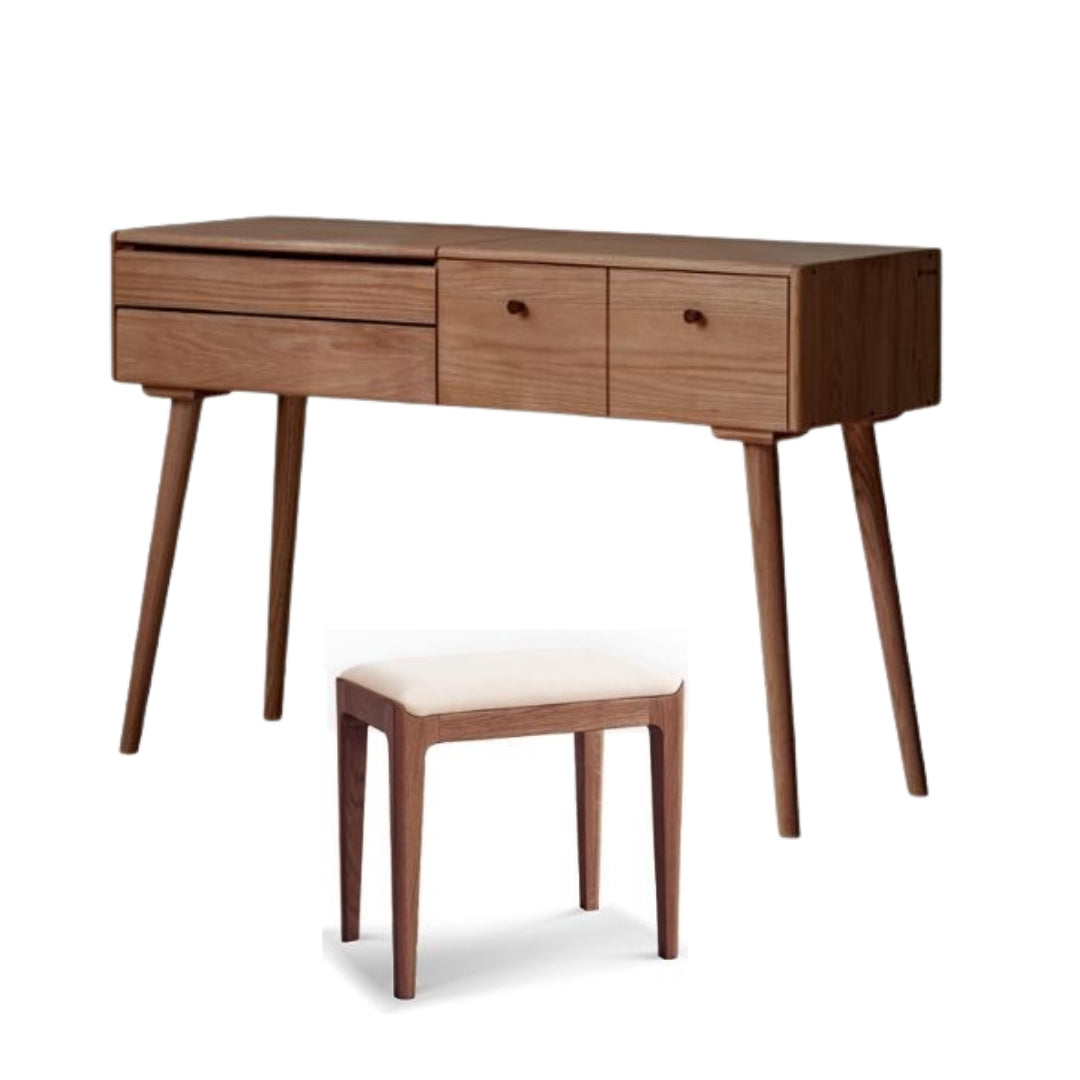 Oak Solid Wood, Solid RubberWood Dressing Table Mirror LED Touch Light