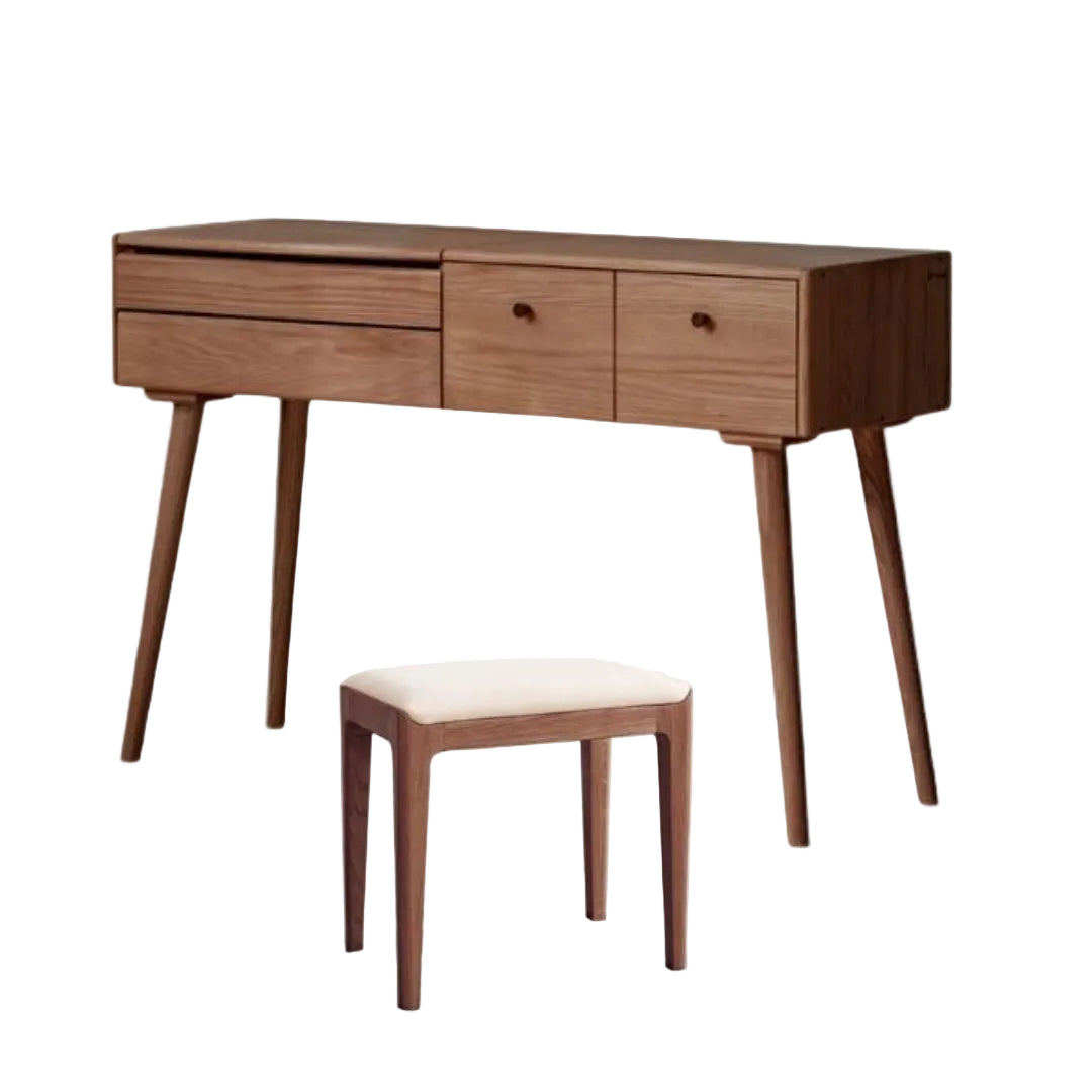 Oak Solid Wood, Solid RubberWood Vanity Table Mirror LED Touch Light.