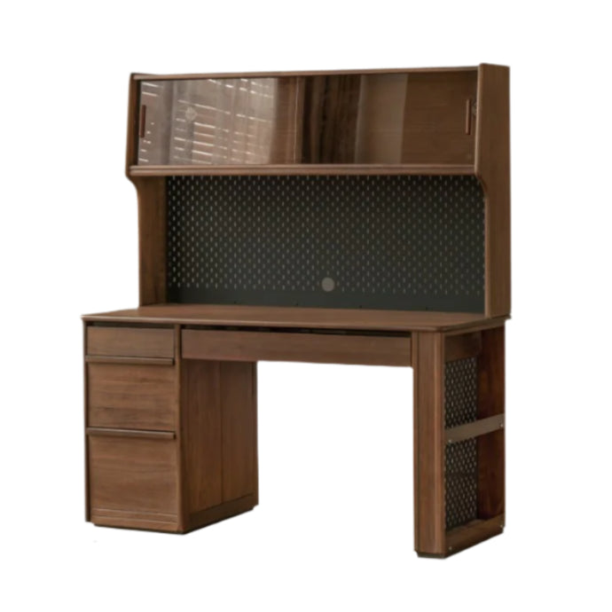 Black Walnut Solid Wood Combination Desk With Shelf