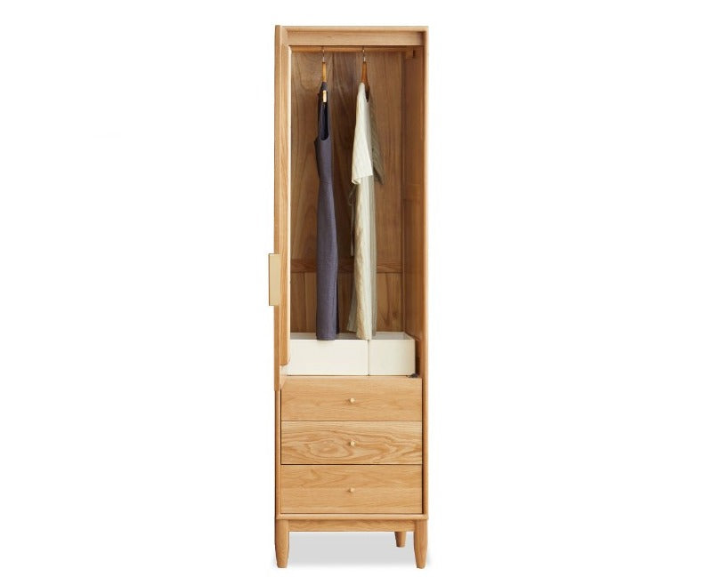 Oak Solid Wood Rattan Wardrobe.