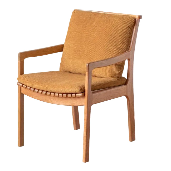 Cherry Wood Solid Wood Backrest Retro Soft Armchair