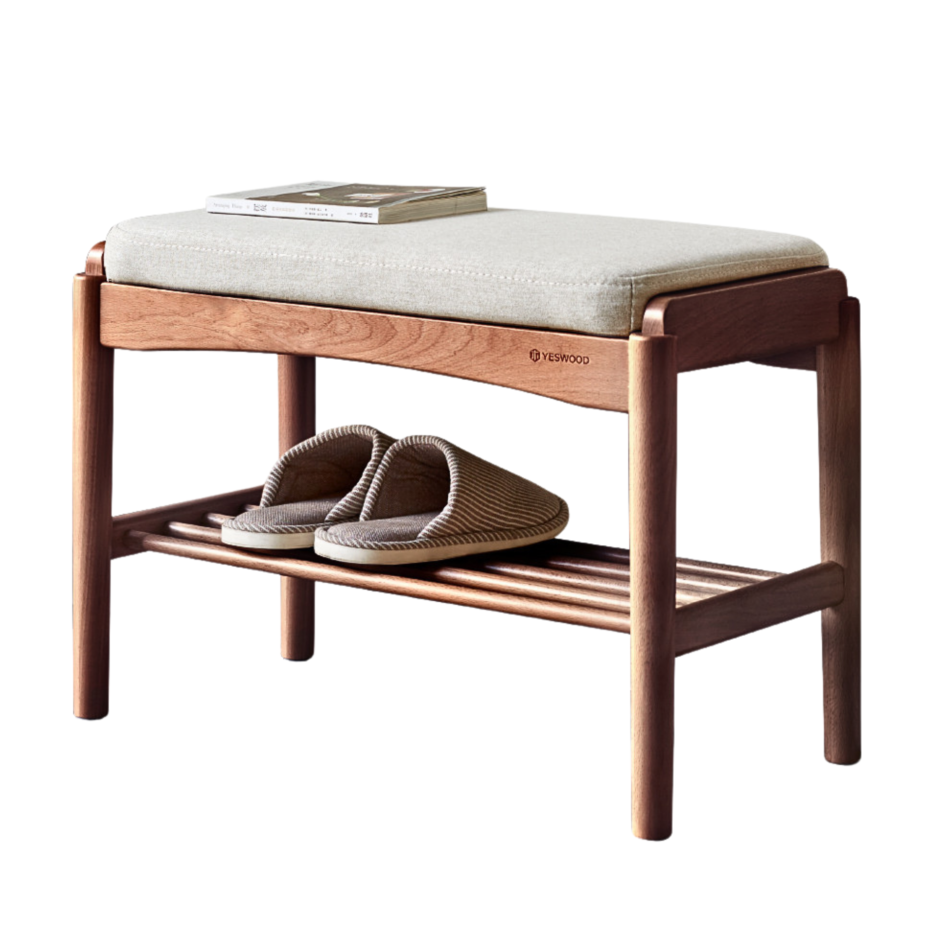 Back Walnut, Oak, Beech, Cherry Solid Wood Shoe Storage Bench