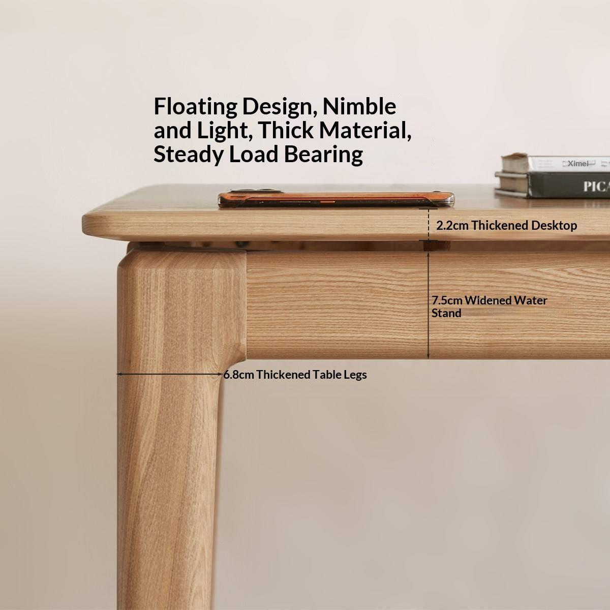 Ash Solid Wood Modern Minimalist Office Desk