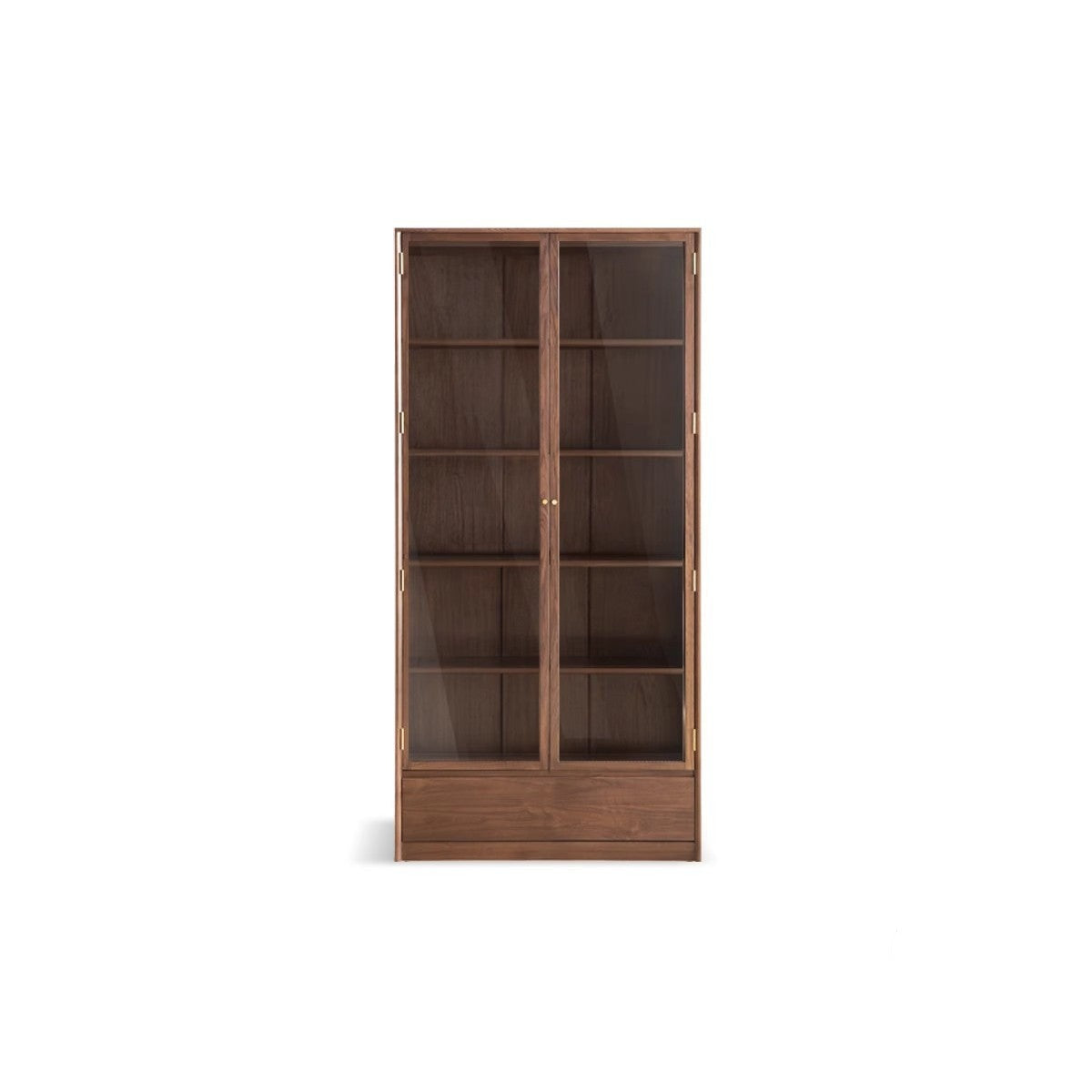 Black Walnut Solid Wood flat glass Double-door bookcase