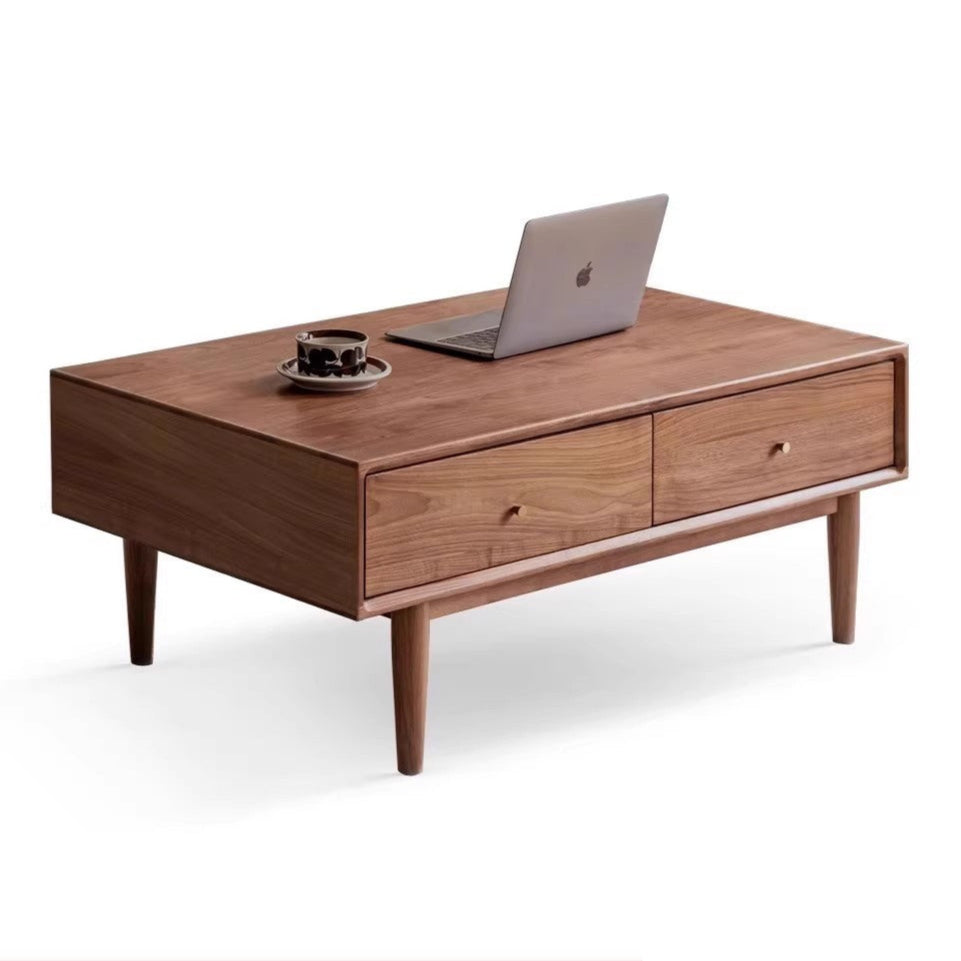 Black Walnut, Sandalwood Solid Wood Rock Plate Modern Coffee Table