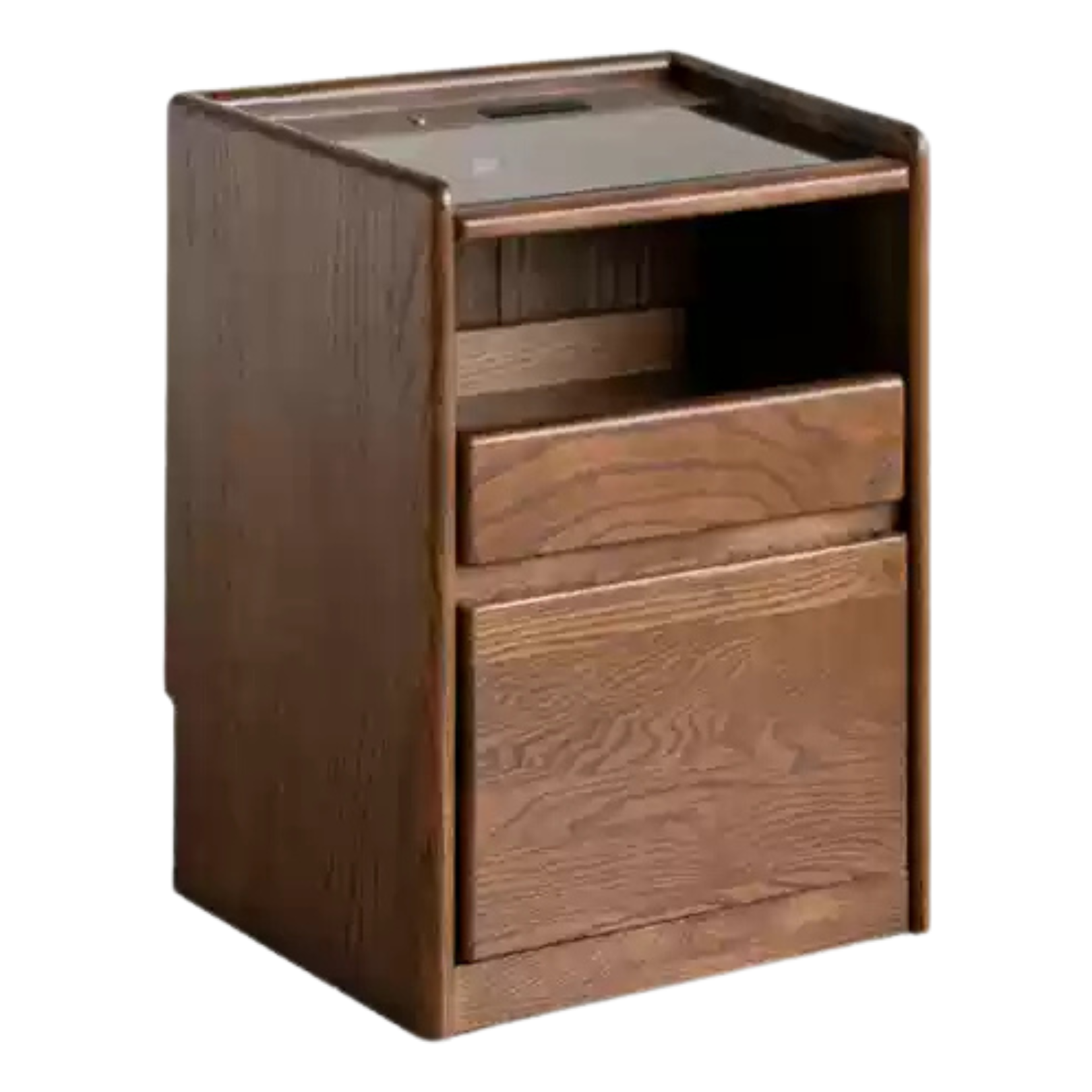 Black Walnut, Oak, Sandalwood Solid Wood Nightstand Socket, Lamp