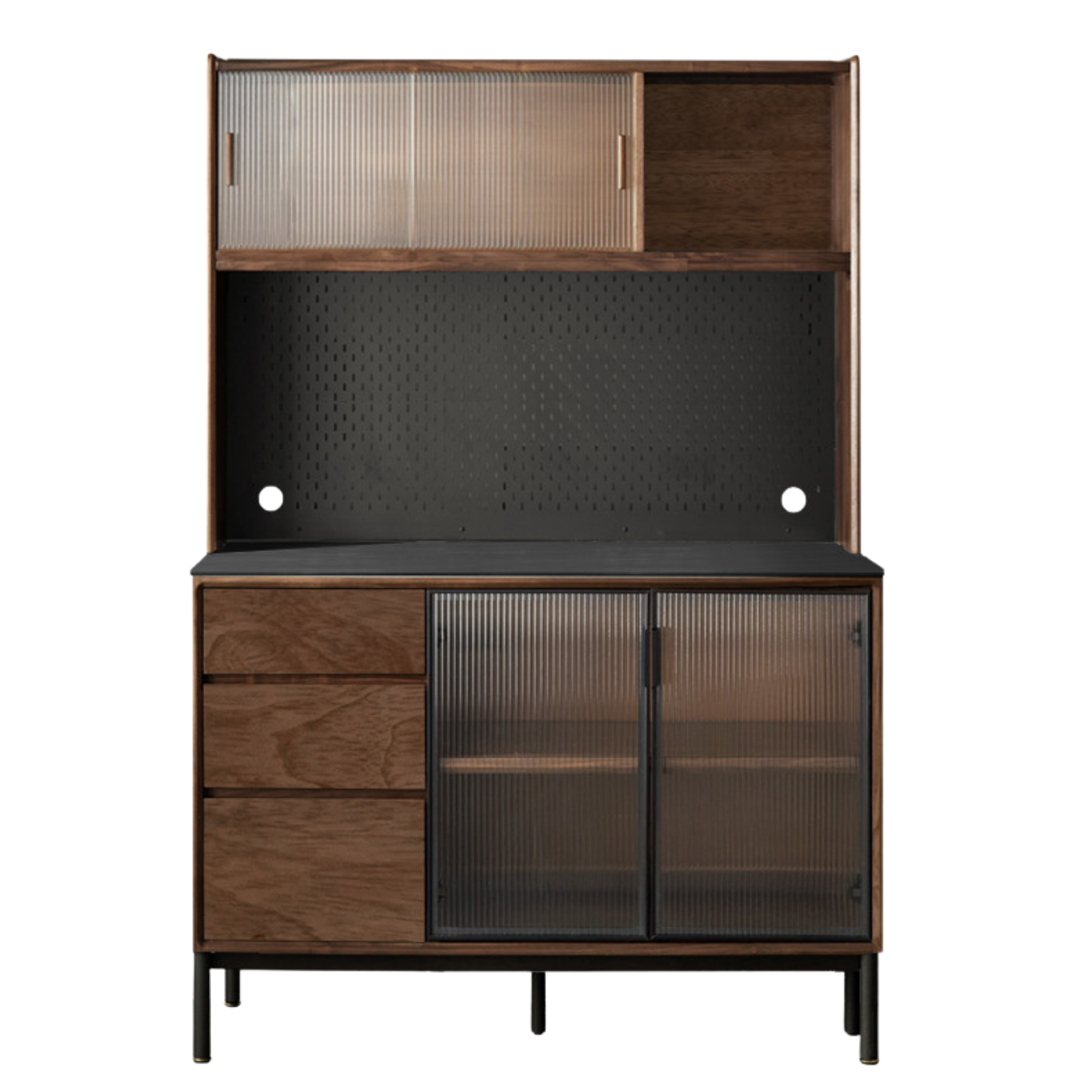 Black Walnut Solid Wood, Sandalwood Rock Sideboard Buffet Cabinet