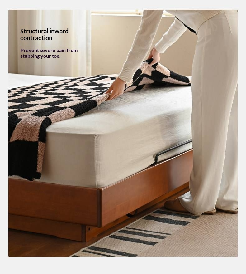 Poplar Solid Wood Box Bed — Upholstered Floating Bed with Bauhaus Style