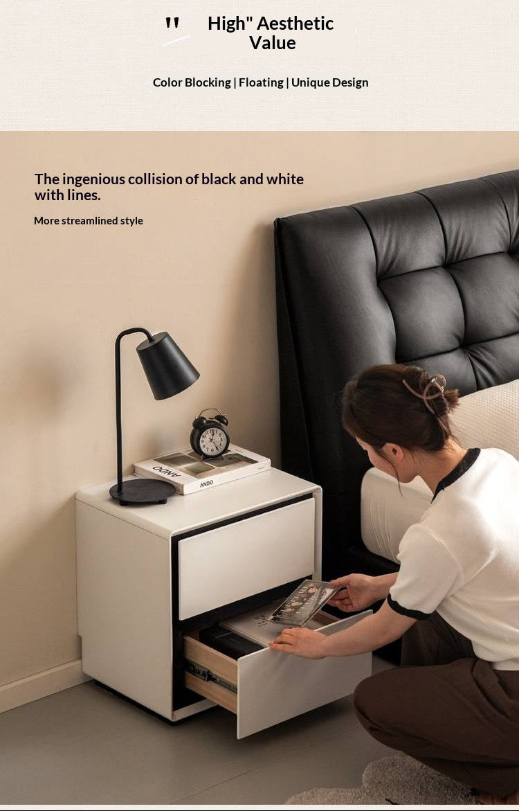 Solid Rubberwood Modern Minimalist Nightstand