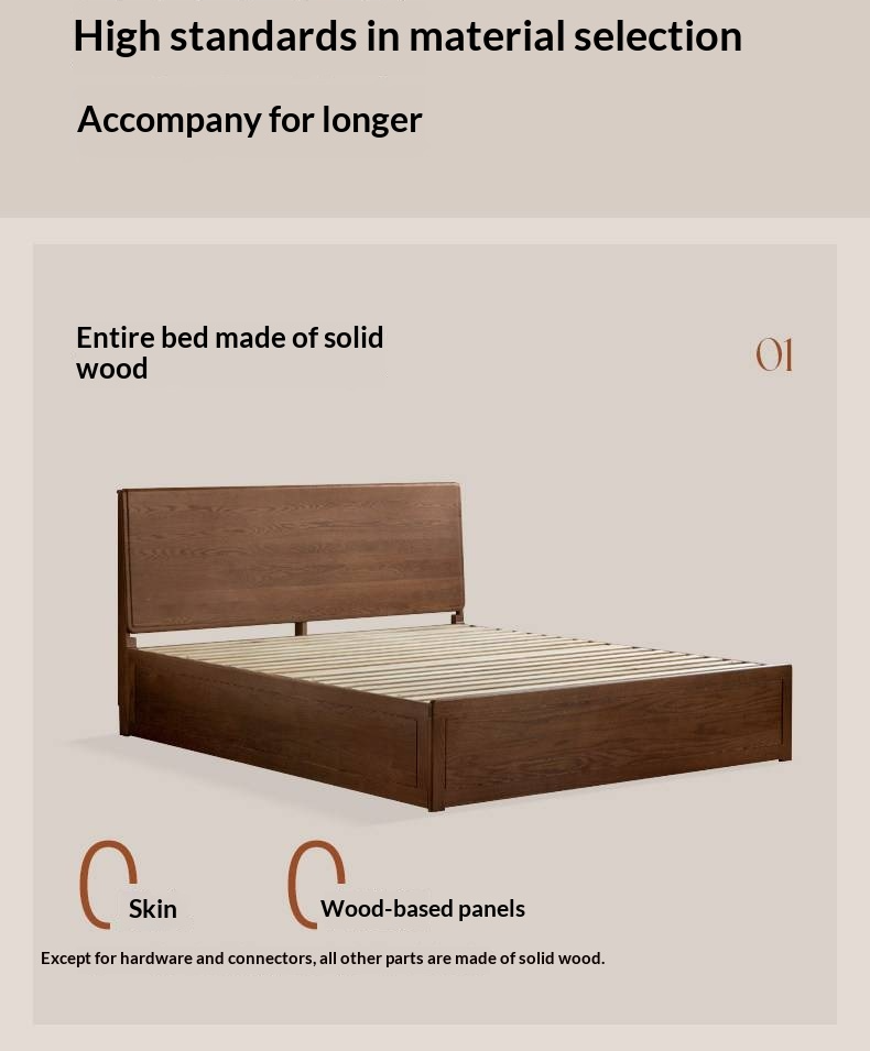 Oak Solid Wood Box Bed — Modern Minimalist Design