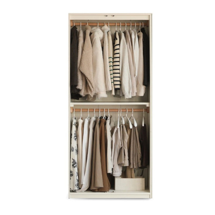 Poplar Solid Wood Modern Lighted Locker White Cream Style Wardrobe.