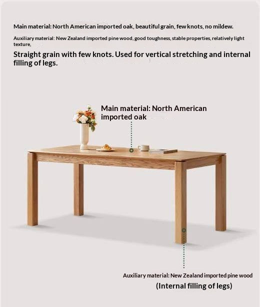 Oak Solid Wood Modern Minimalist Long Dining Table