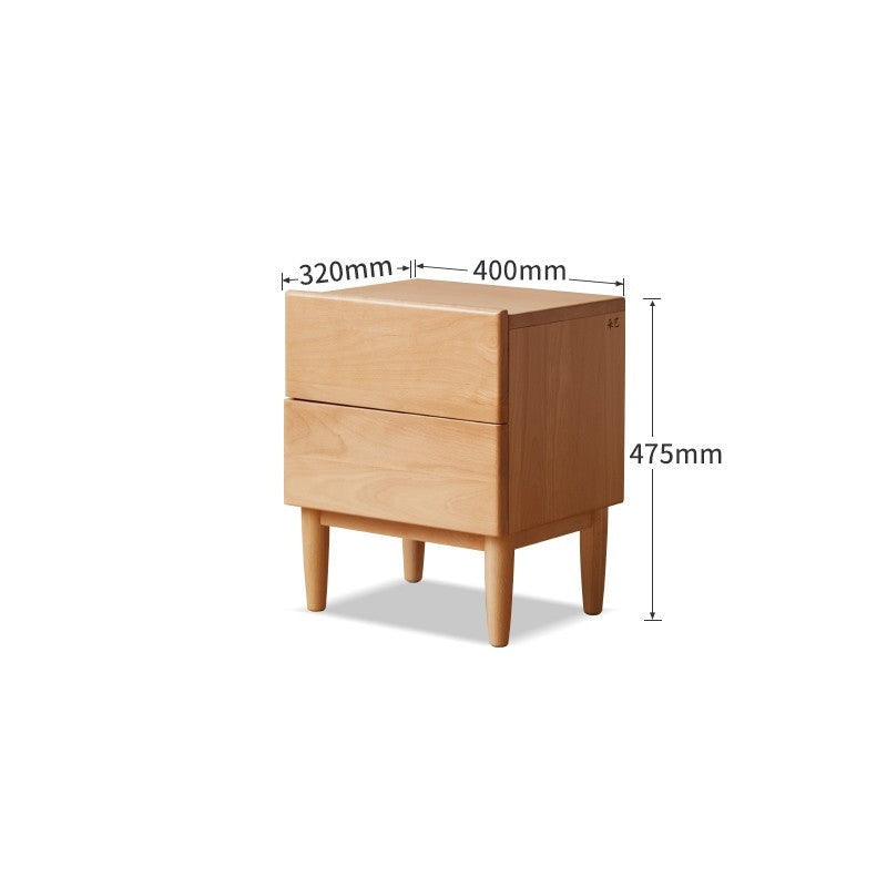 Beech Solid Wood Nightstand and Elevated Storage Rack, Bedside Bookshelf.