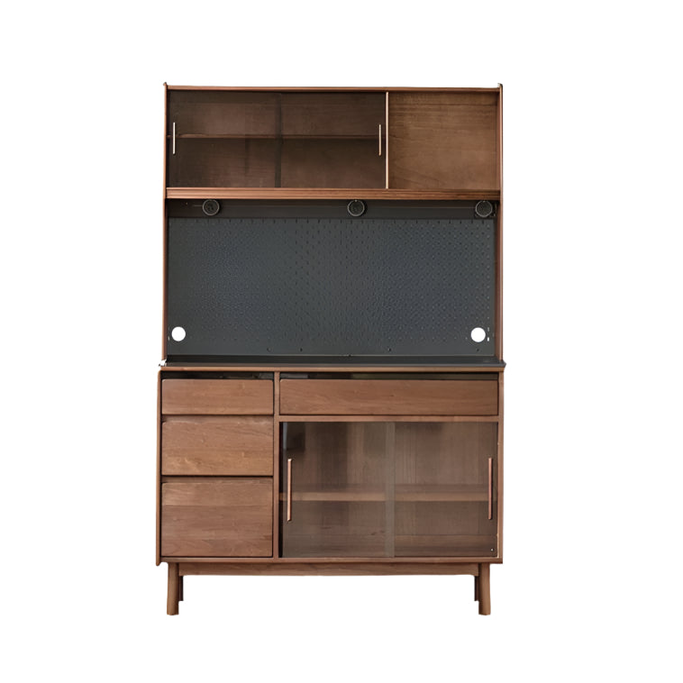 Black Walnut, Sandalwood Solid Wood Light Luxury Rock Plate Sideboard