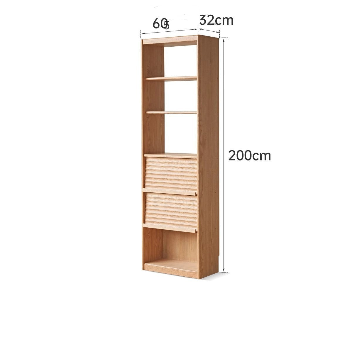 Oak, Beech Solid Wood Bookcase With Glass Door Floor-Standing Bookshelf Multi-Layer Storage Rack Free Combination Display Cabinet