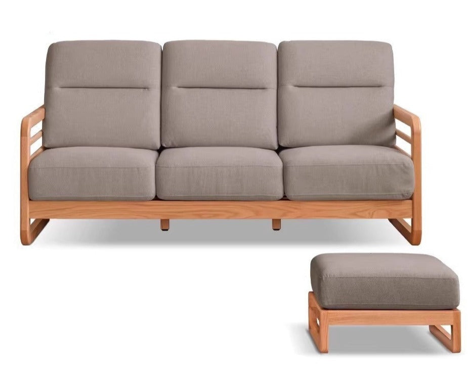 Oak Solid Wood Fabric Sofa.