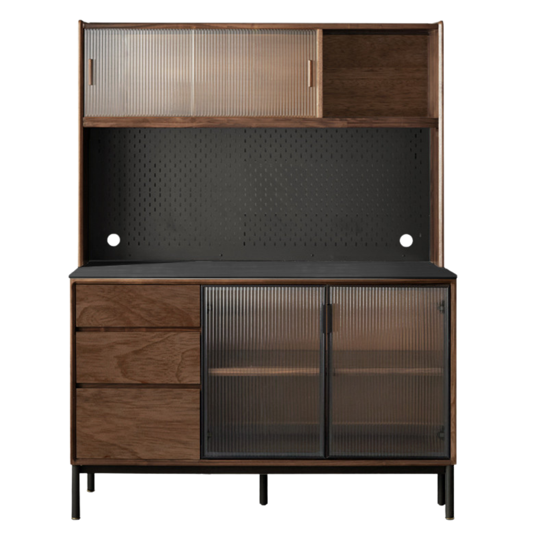 Black Walnut Solid Wood, Sandalwood Rock Sideboard Buffet Cabinet