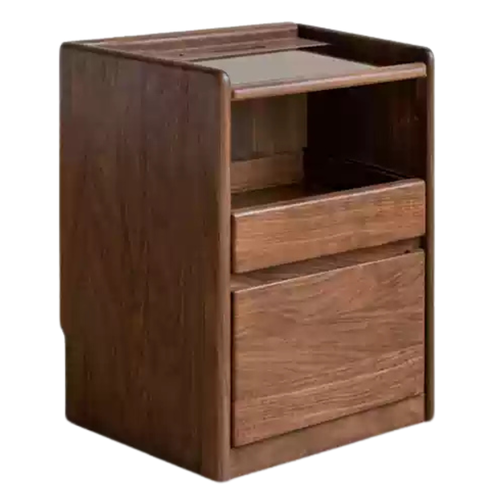 Black Walnut, Oak, Sandalwood Solid Wood Nightstand Socket, Lamp