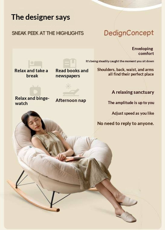 Beech Solid Wood Technology Cloth Casual Rocking Recliner Chair