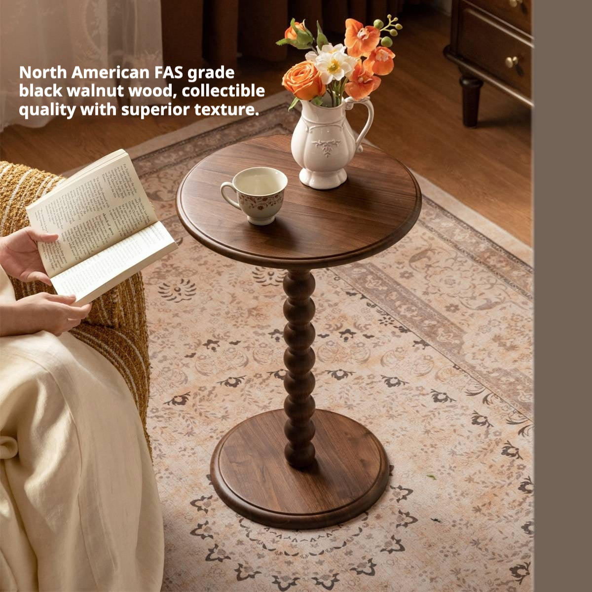 Black Walnut Solid Wood American Retro Style Side Table