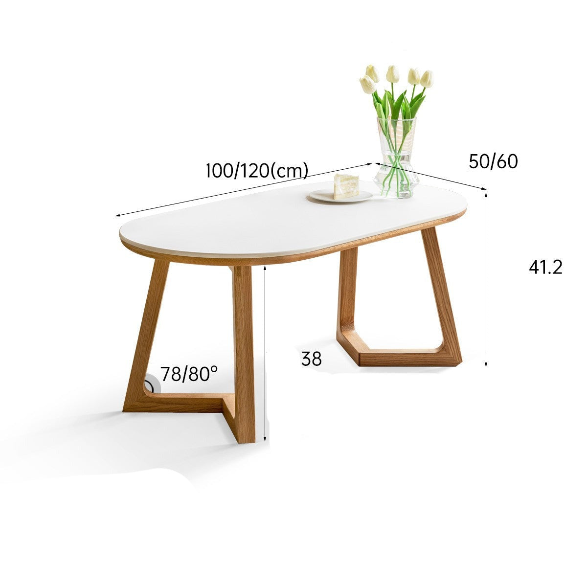 Oak Solid wood coffee table Modern slate "