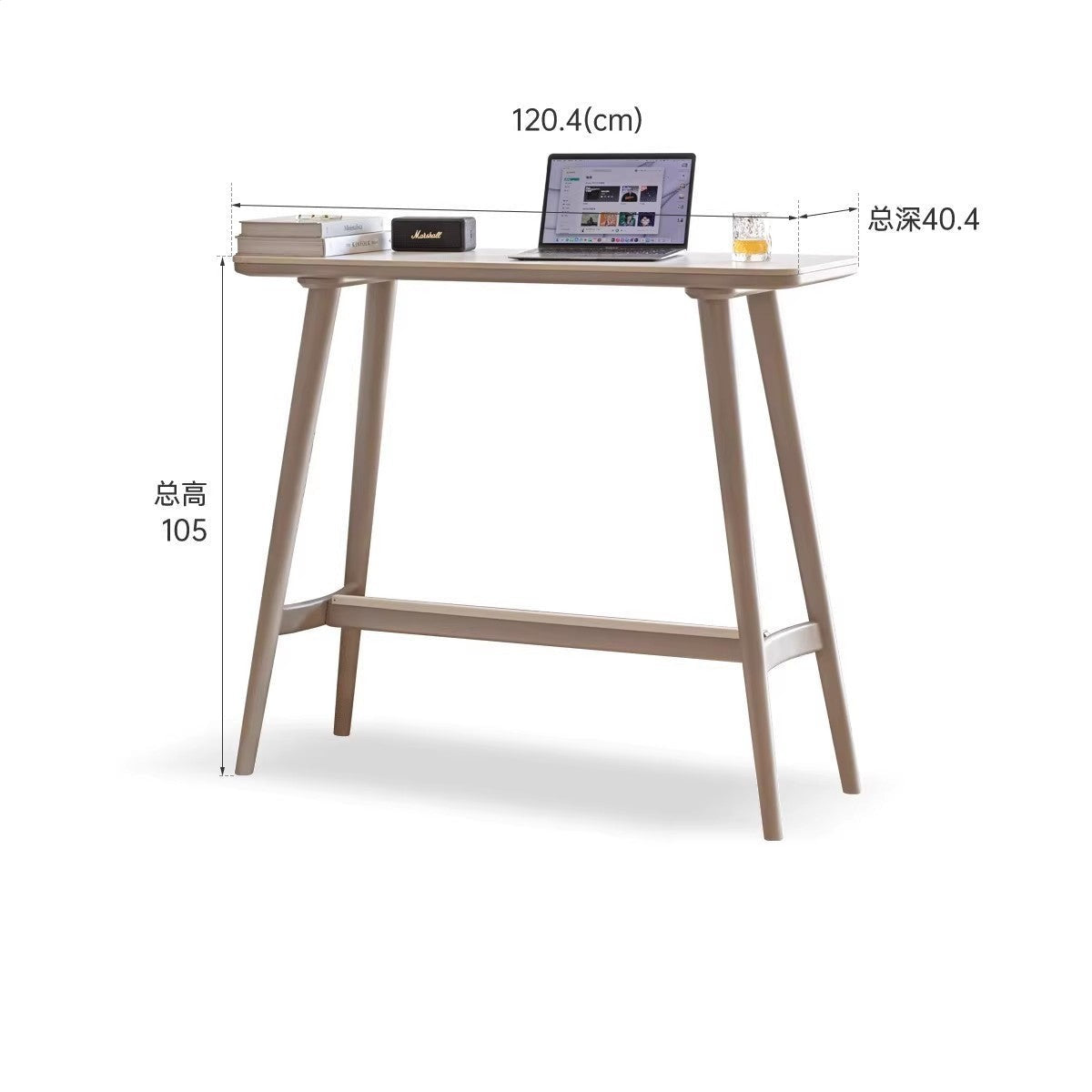 Poplar Solid Wood Bar Table, Light Luxury Rock Plate High Foot Table"