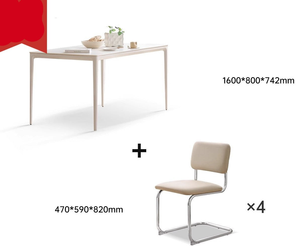 Iron-cream rock slab dining table"