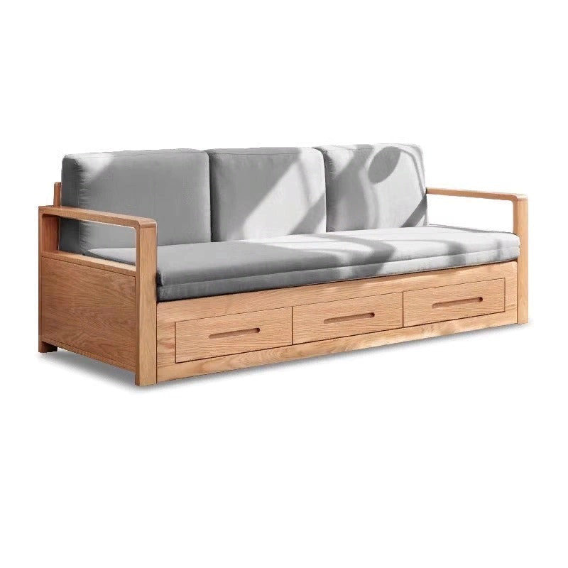 Oak, Ash Solid Woof Folding Storage Sofa Bed.