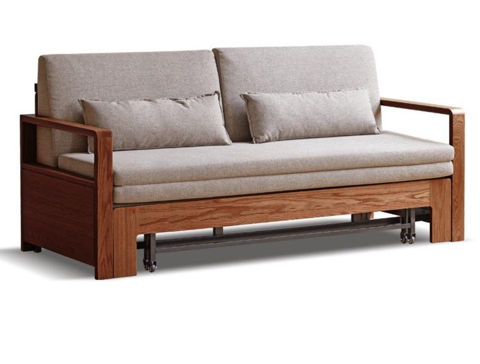 Oak, Ash Solid Wood Sofa Bed Modern Multifunctional.