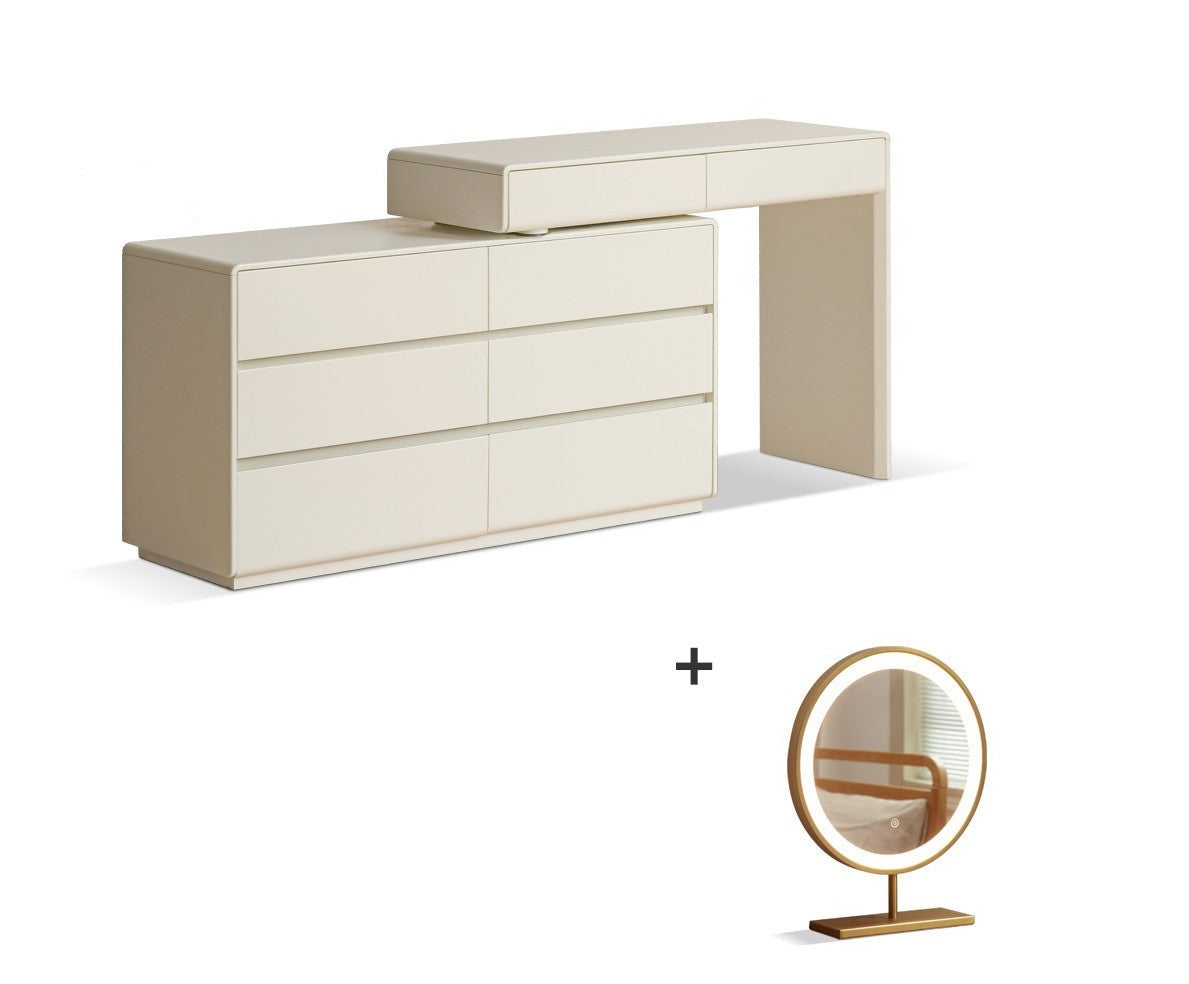 Poplar Solid Wood, Solid Rubberwood L-Shape Dressing Table