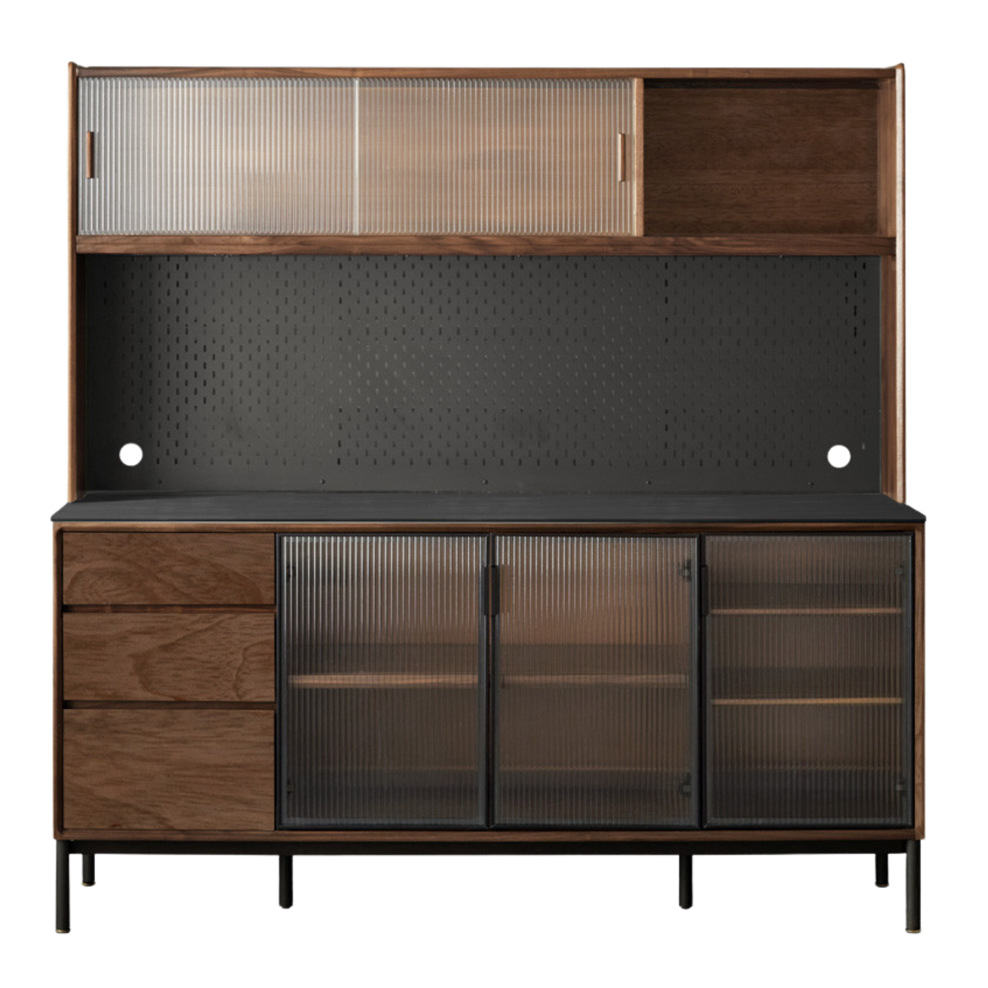 Black Walnut Solid Wood, Sandalwood Rock Sideboard Buffet Cabinet