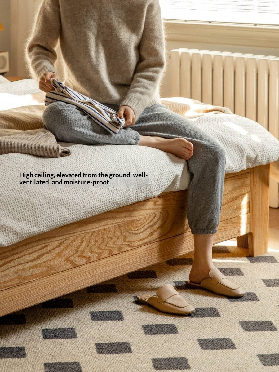 Oak Solid Wood Box Bed — Modern Minimalist Bed