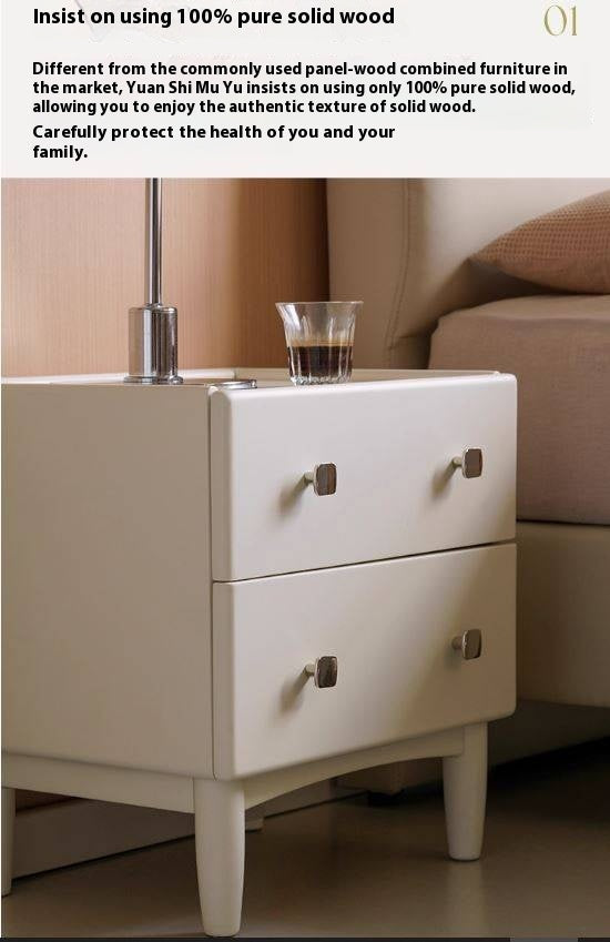 Solid Rubberwood Modern Nightstand
