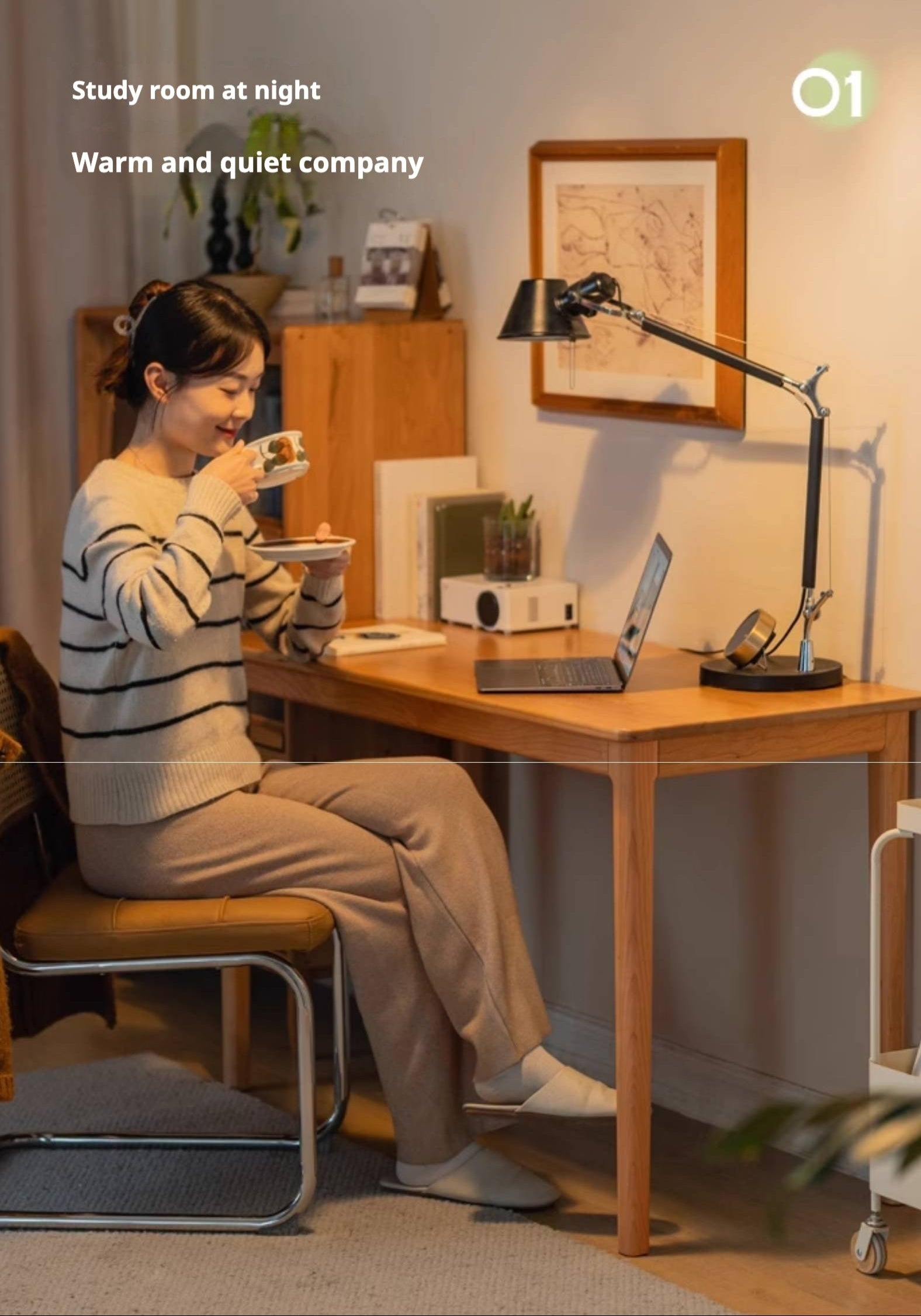 Cherry Solid Wood Desk Medieval Study Computer Desk
