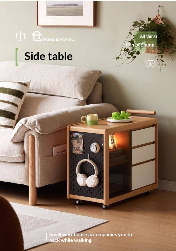 Beech Solid Wood Modern Corner Mobile Side Table