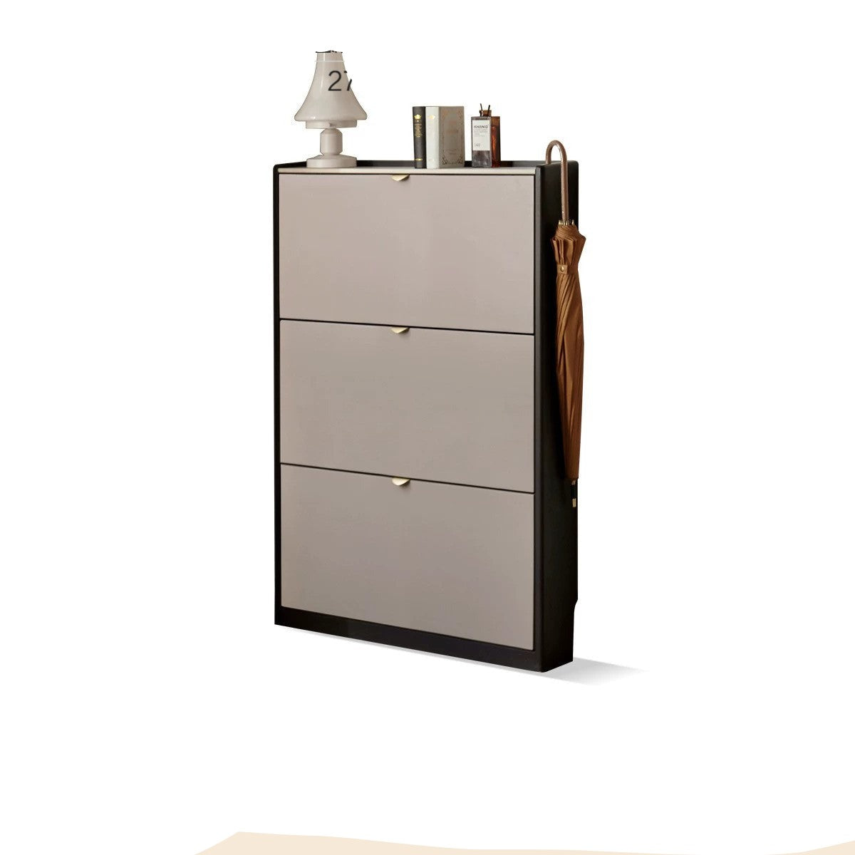 Light Luxury Rock Slab Ultra-Thin Shoe Cabinet Poplar-Oak solid wood"