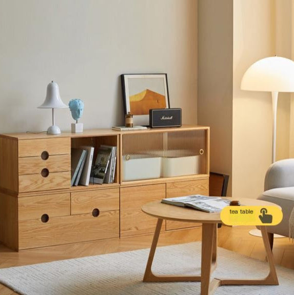 Oak Solid Wood Modern TV Cabinet.