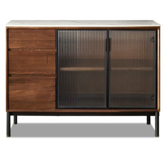 Black Walnut Solid Wood, Sandalwood Rock Sideboard Buffet Cabinet